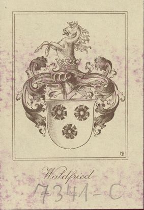<p>Exlibris Carl von Weinbergs. Die Bibliothekssignatur 7341 – C wurde mit Bleistift darauf vermerkt. © Klassik Stiftung Weimar</p>