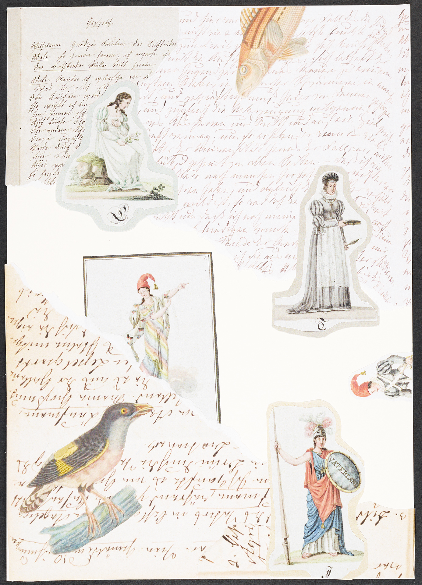 Collage zu Aquarellen Ottilie von Pogwischs
