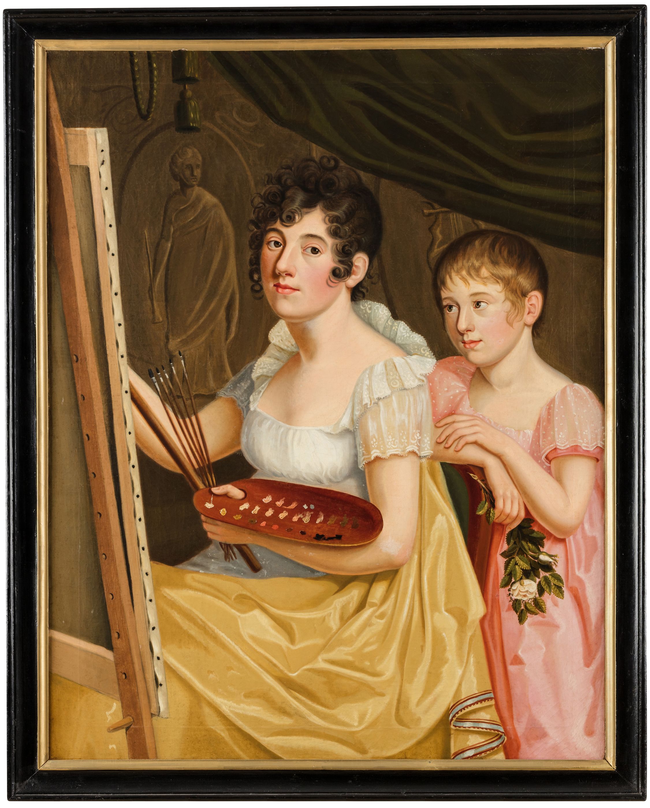 Johanna Schopenhauer mit ihrer Tochter Adele vor der Staffelei, Ölgemälde von Caroline Bardua, 1806