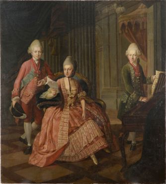 <p>Vor der Restaurierung: Das Gemälde <em>Anna Amalia und ihre Söhne</em> von Barbara Rosina de Gasc, 1774 © Klassik Stiftung Weimar</p>