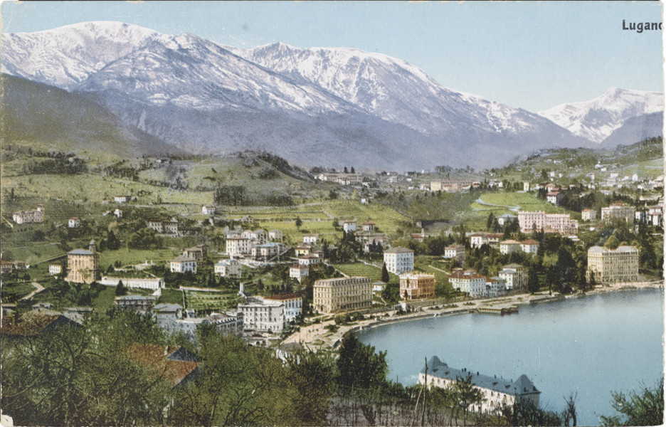 Blick auf Lugano, Schweiz, Postkarte um 1900, koloriert, © Klassik Stiftung Weimar