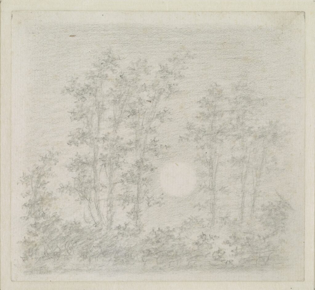 Johann Wolfgang Goethe: Mond zwischen Bäumen, Bleistift, 1777, Foto: © Klassik Stiftung Weimar