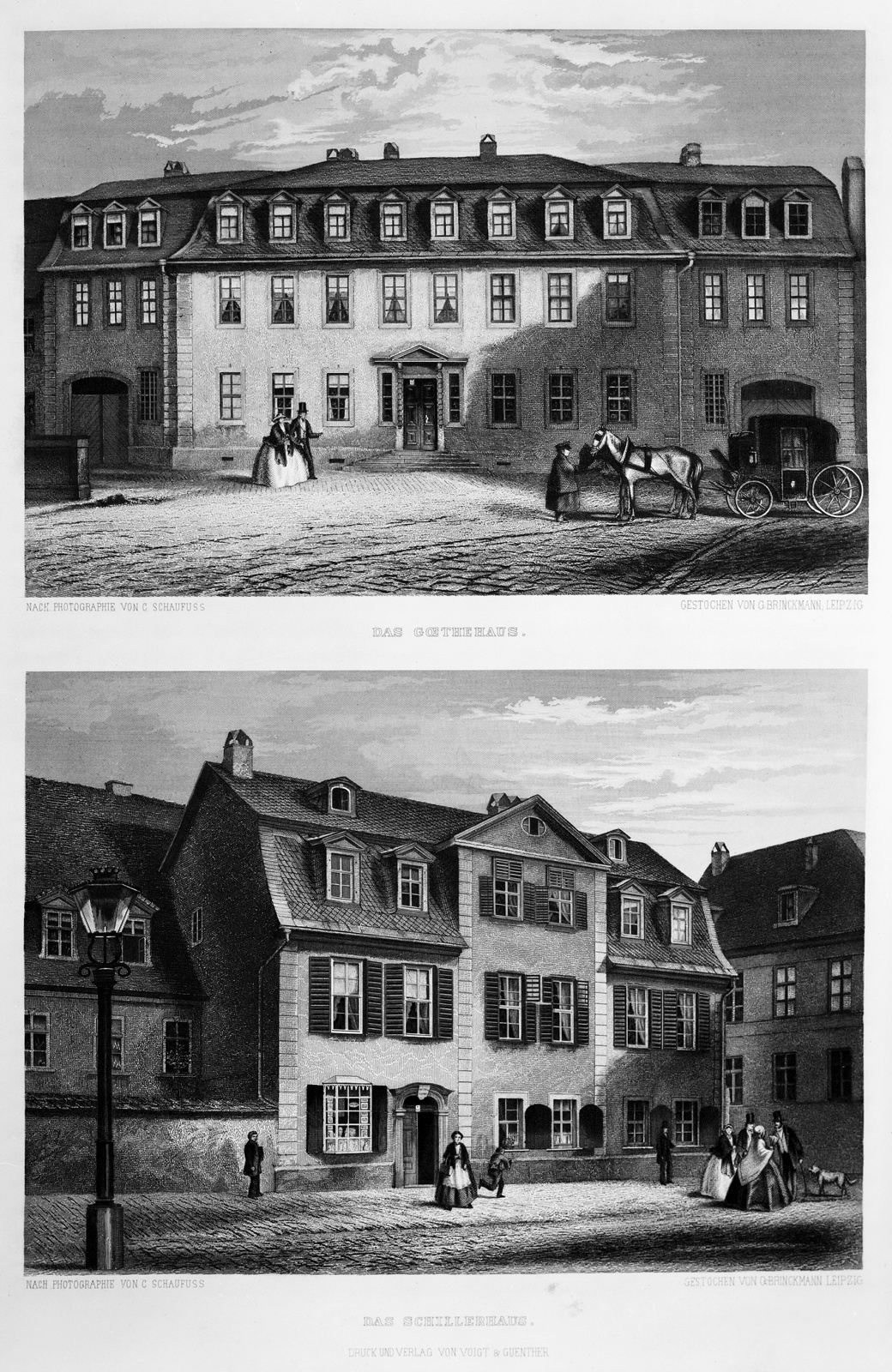 Goethes und Schillers Wohnhaus in Weimar, Buchillustrationen, 1857