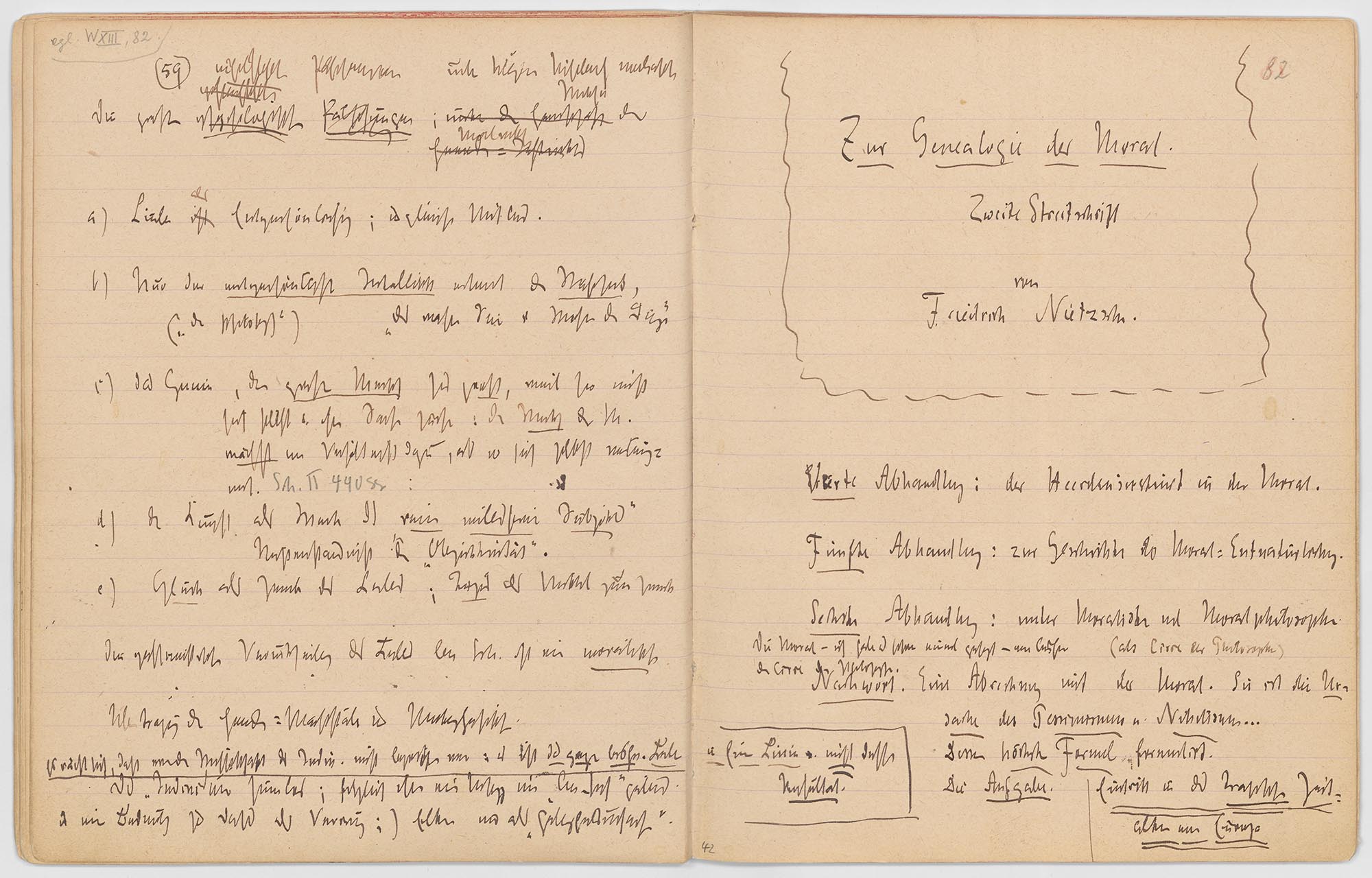 Titelentwurf zur Genealogie der Moral aus dem Notizheft W II 1 vom Herbst 1887