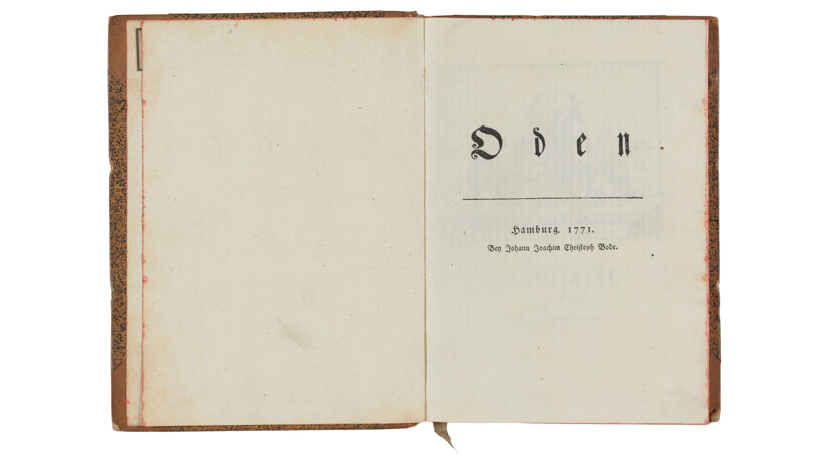 Friedrich Gottlieb Klopstock: Oden 1771. Exemplar aus Goethes Besitz. Die Nennung des Dichternamens verrät Werther und Lotte ihre Literaturvorliebe