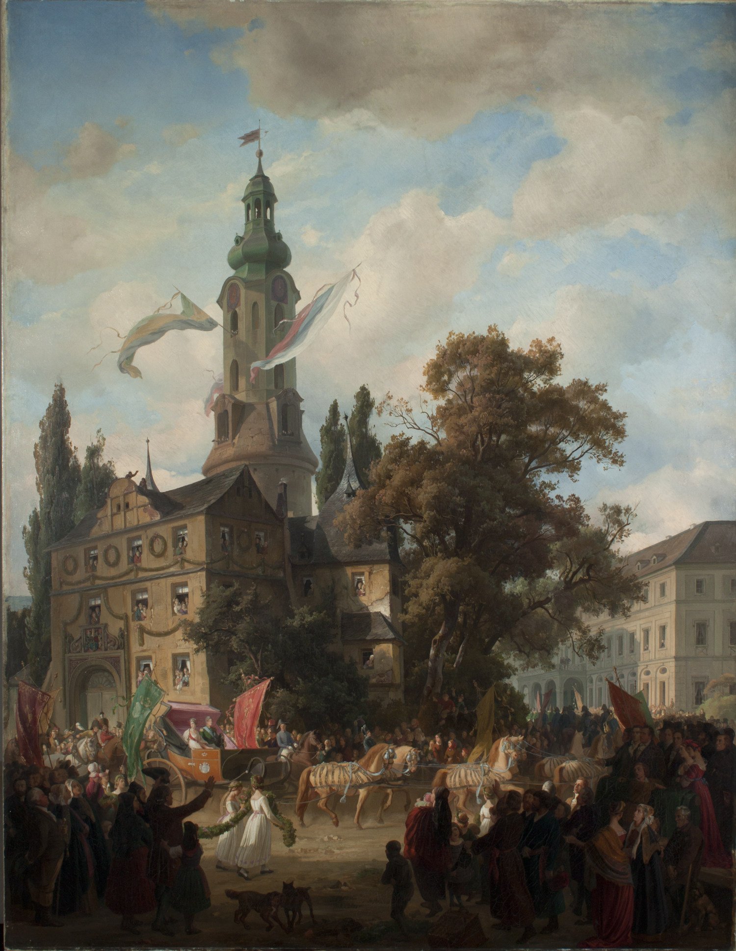 <p>Ernst Christian Johann Friedrich Preller d.Ä. (1804-1878): Einzug der Maria Pawlowna von Sachsen-Weimar-Eisenach, geb. Großfürstin von Russland (1786-1859) in das Weimarer Schloss, 1849 © Klassik Stiftung Weimar</p>