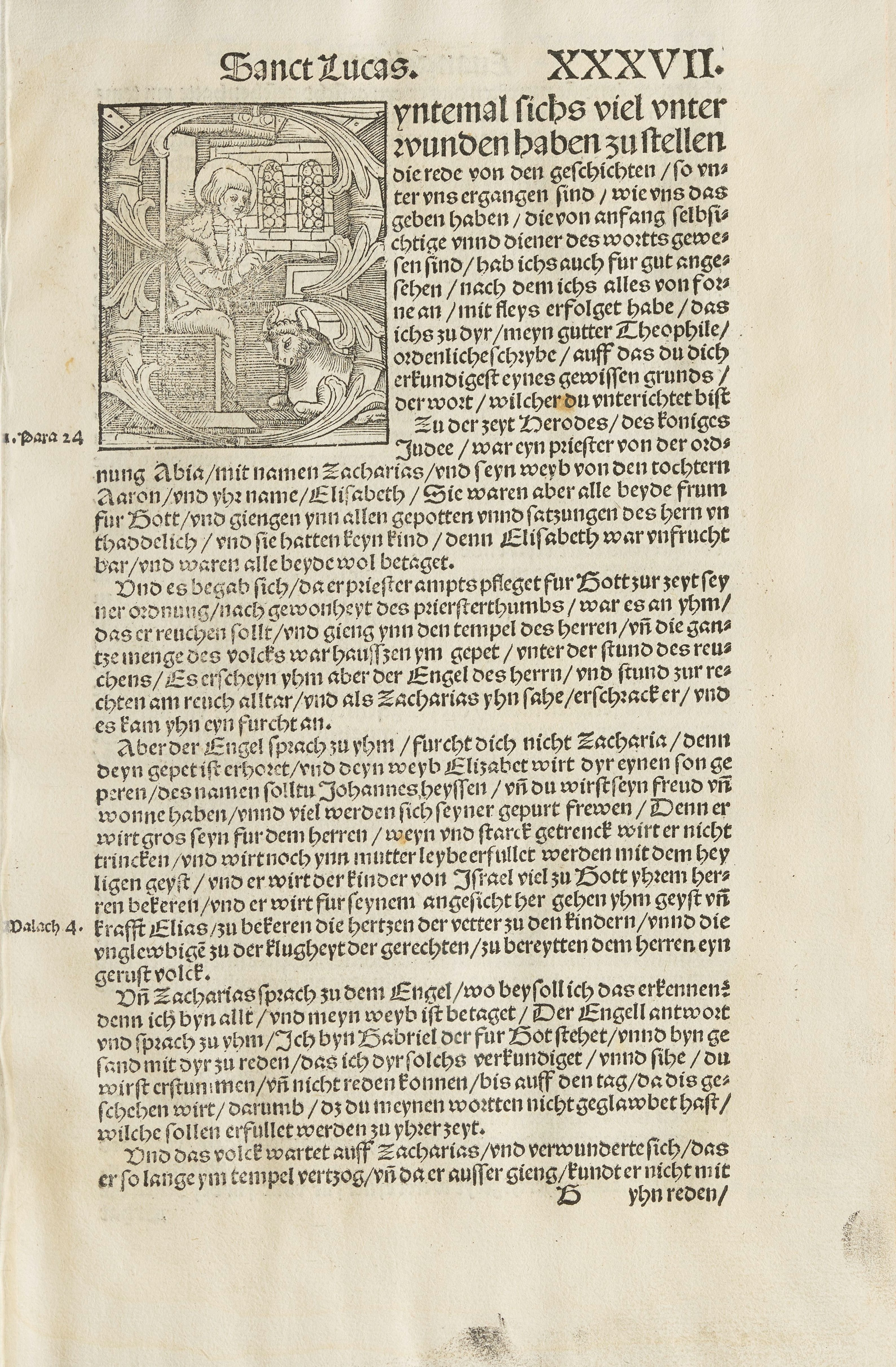 Beginn des Lukas-Evangeliums, Das Newe Testament Deutzsch (sog. Dezembertestament), gedruckt in Wittenberg im Dezember 1522 durch Melchior Lotter d. J. (Signatur: Cl I: 56 [c] Foto: Digitale Sammlungen der Herzogin Anna Amalia Bibliothek)