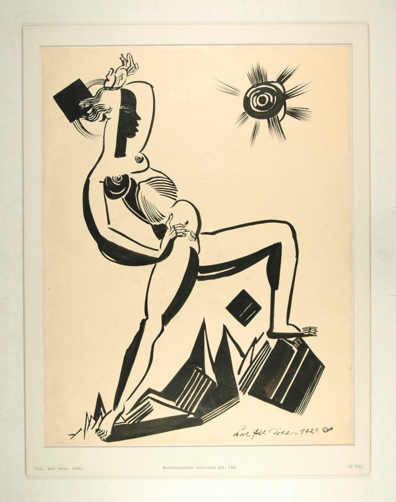 <p>Karl Peter Röhl, o. T. (Gipfelstürmender weiblicher Akt), 1919 © Klassik Stiftung Weimar</p>