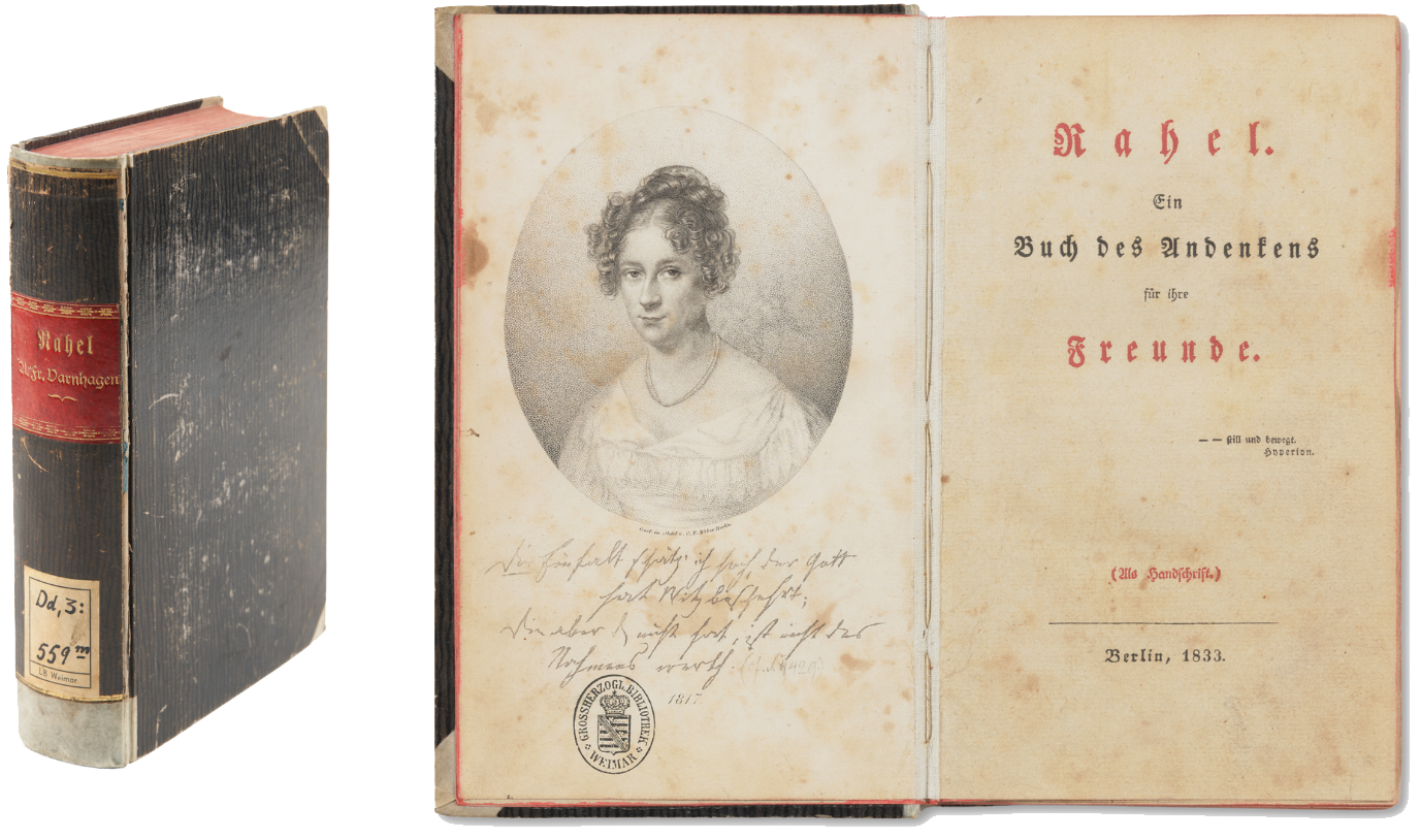 „Rahel. Ein Buch des Andenkens für ihre Freunde“: Karl August Varnhagen von Ense veröffentlichte posthum im Jahr 1833 eine Auswahl von Rahel Varnhagens Briefen und Aufzeichnungen
