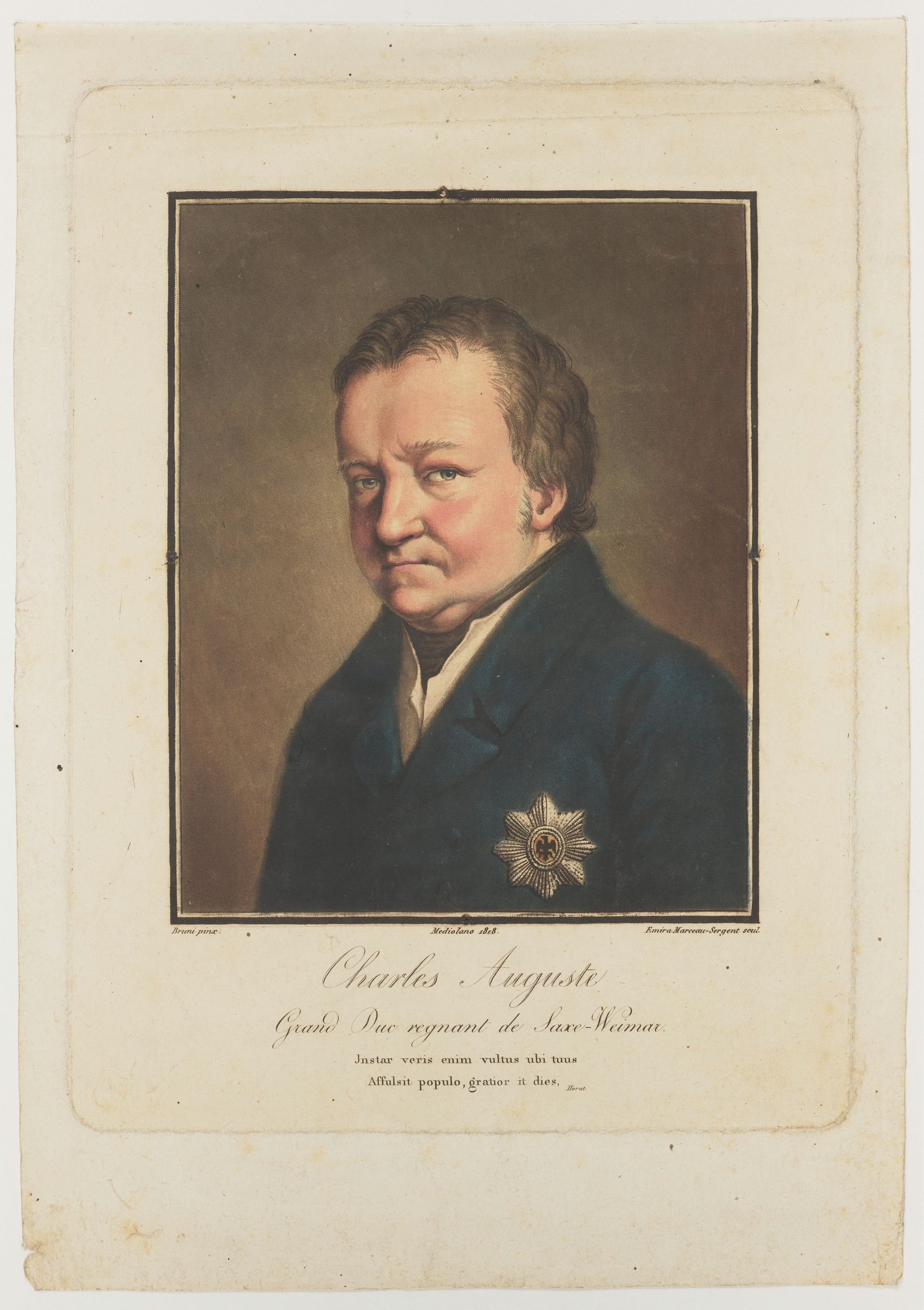 Emira Sergent-Marceau, Carl August von Sachsen Weimar-Eisenach, 1818, Crayonmanier und Radierung (Abbildung: © Museen, Klassik Stiftung Weimar)