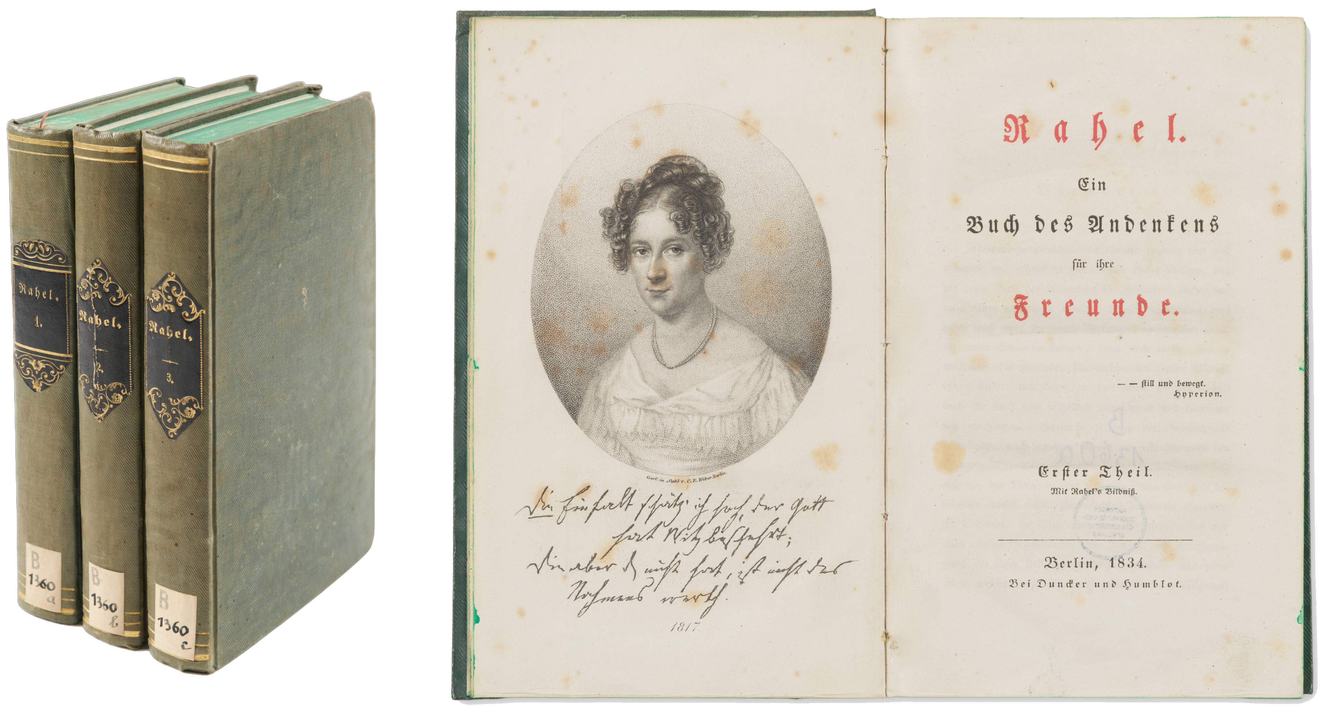 Die Luxusausgabe in Velinpapier mit Goldschnitt erschien 1834 beim Verlag Duncker und Humblot in Berlin